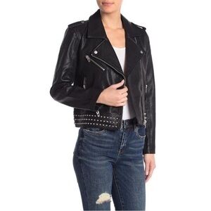 NWT Blank NYC Black Faux Leather Biker Jacket with Studs